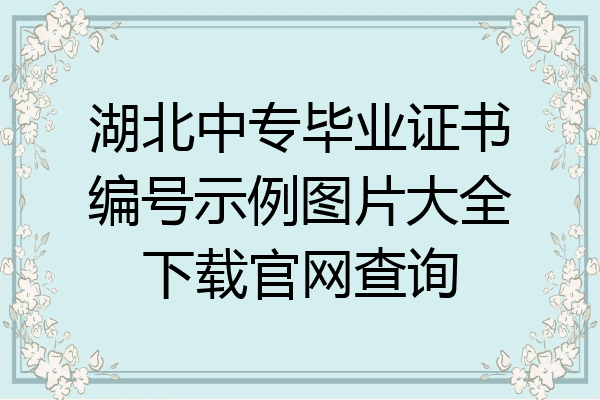 湖北中专毕业证书编号示例图片大全下载官网查询