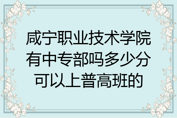 咸宁职业技术学院有中专部吗多少分可以上普高班的