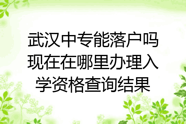 武汉中专能落户吗现在在哪里办理入学资格查询结果