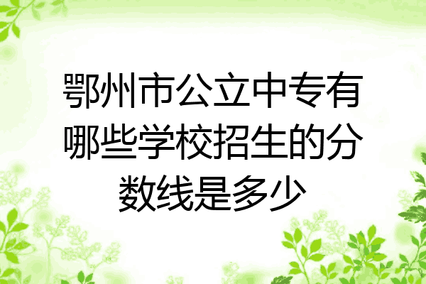 鄂州市公立中专有哪些学校招生的分数线是多少