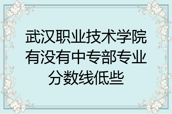 武汉职业技术学院有没有中专部专业分数线低些