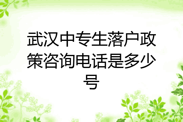 武汉中专生落户政策咨询电话是多少号