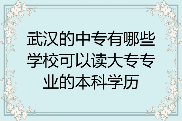 武汉的中专有哪些学校可以读大专专业的本科学历