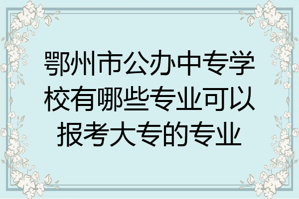 鄂州市公办中专学校有哪些专业可以报考大专的专业