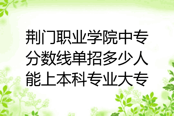 荆门职业学院中专分数线单招多少人能上本科专业大专