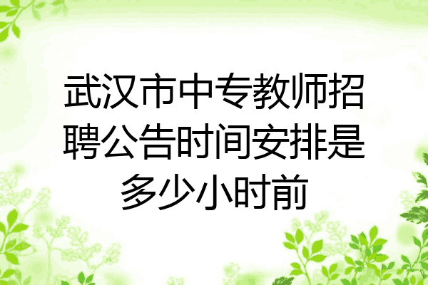 武汉市中专教师招聘公告时间安排是多少小时前