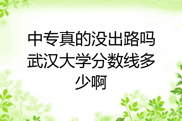 中专真的没出路吗武汉大学分数线多少啊