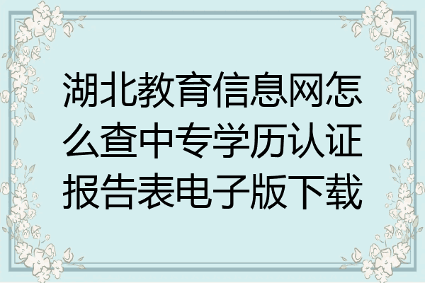 湖北教育信息网怎么查中专学历认证报告表电子版下载