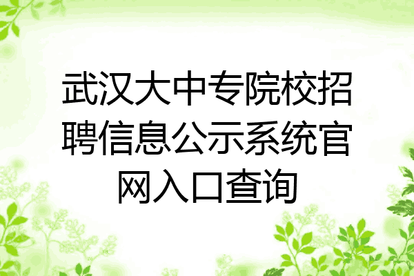 武汉大中专院校招聘信息公示系统官网入口查询