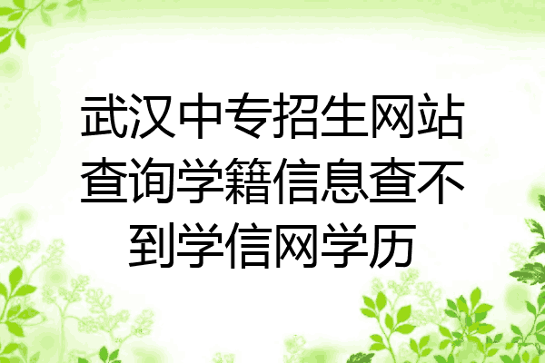 武汉中专招生网站查询学籍信息查不到学信网学历