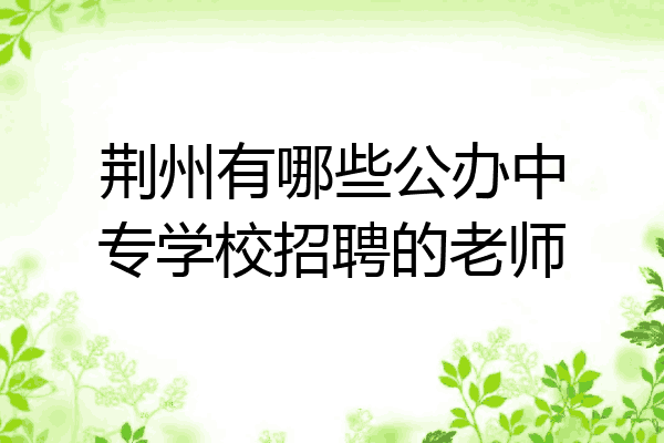 荆州有哪些公办中专学校招聘的老师