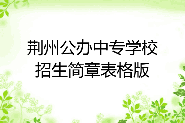 荆州公办中专学校招生简章表格版