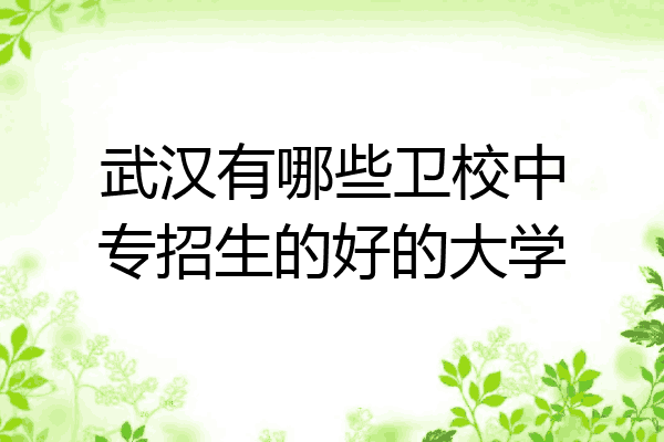 武汉有哪些卫校中专招生的好的大学