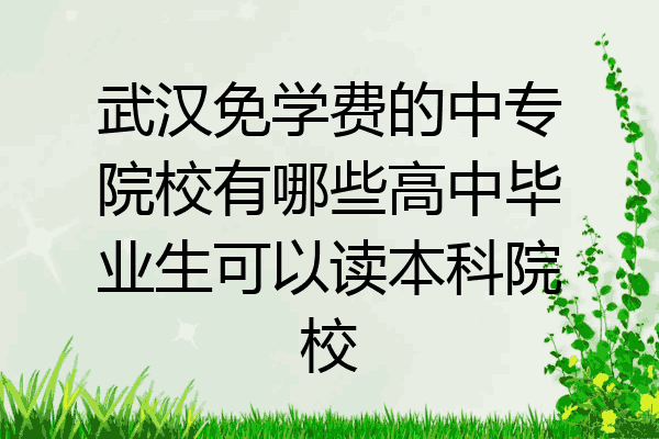 武汉免学费的中专院校有哪些高中毕业生可以读本科院校