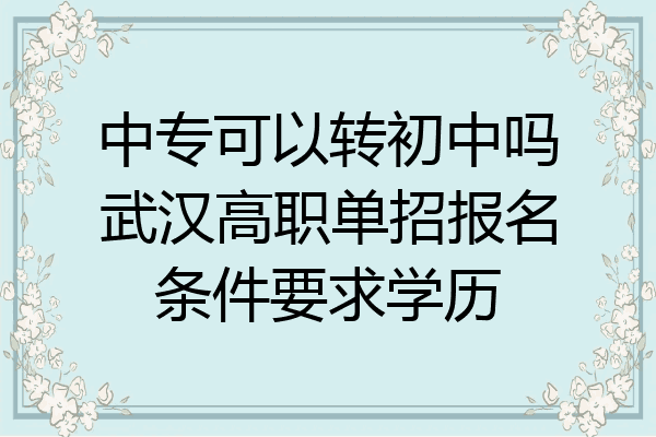 中专可以转初中吗武汉高职单招报名条件要求学历