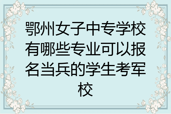鄂州女子中专学校有哪些专业可以报名当兵的学生考军校