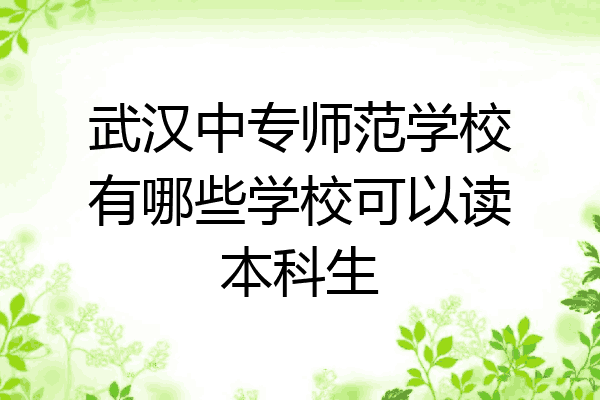 武汉中专师范学校有哪些学校可以读本科生