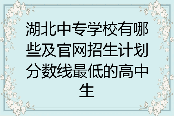 湖北中专学校有哪些及官网招生计划分数线最低的高中生