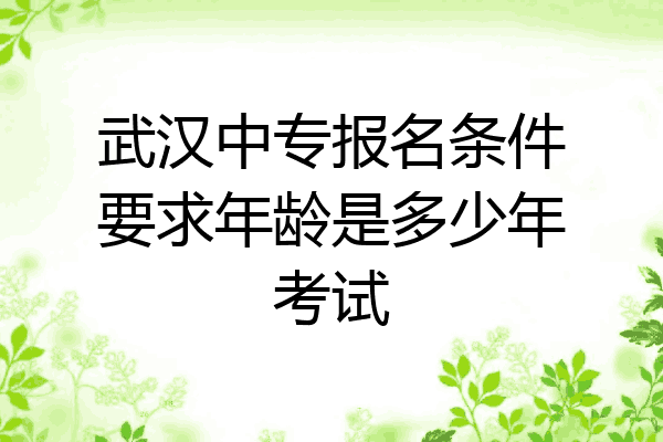 武汉中专报名条件要求年龄是多少年考试
