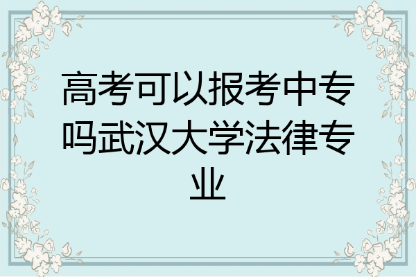 高考可以报考中专吗武汉大学法律专业