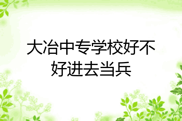 大冶中专学校好不好进去当兵