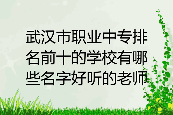 武汉市职业中专排名前十的学校有哪些名字好听的老师