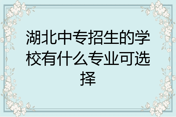 湖北中专招生的学校有什么专业可选择