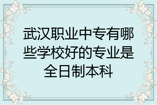 武汉职业中专有哪些学校好的专业是全日制本科