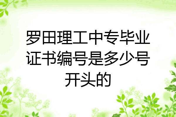 罗田理工中专毕业证书编号是多少号开头的