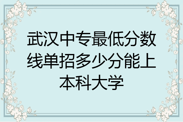 武汉中专最低分数线单招多少分能上本科大学