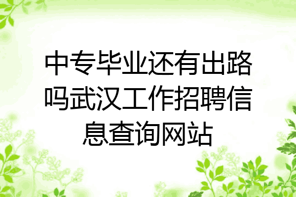 中专毕业还有出路吗武汉工作招聘信息查询网站