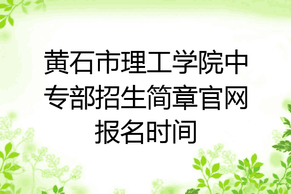 黄石市理工学院中专部招生简章官网报名时间