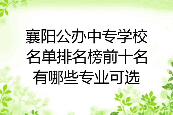 襄阳公办中专学校名单排名榜前十名有哪些专业可选