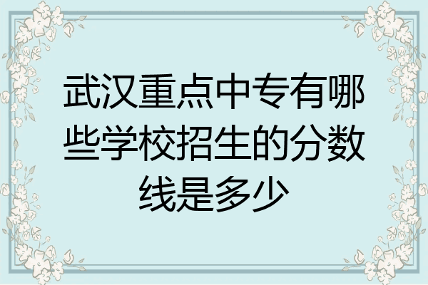武汉重点中专有哪些学校招生的分数线是多少