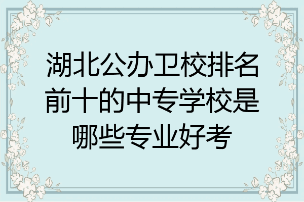 湖北公办卫校排名前十的中专学校是哪些专业好考