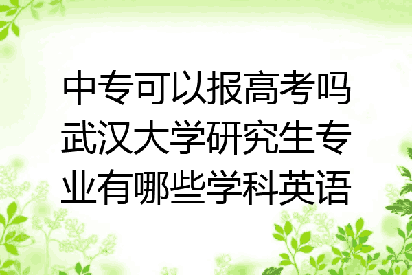 中专可以报高考吗武汉大学研究生专业有哪些学科英语