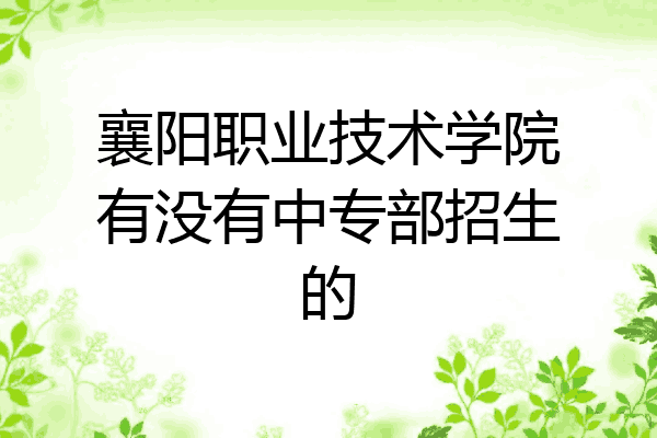 襄阳职业技术学院有没有中专部招生的