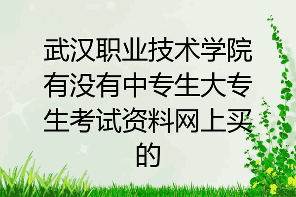 武汉职业技术学院有没有中专生大专生考试资料网上买的