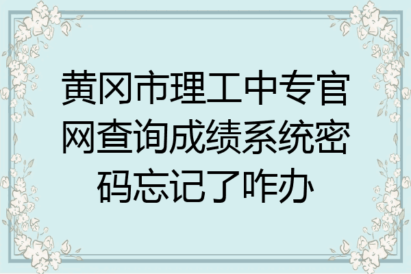 黄冈市理工中专官网查询成绩系统密码忘记了咋办