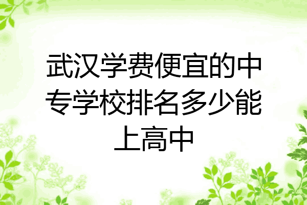 武汉学费便宜的中专学校排名多少能上高中