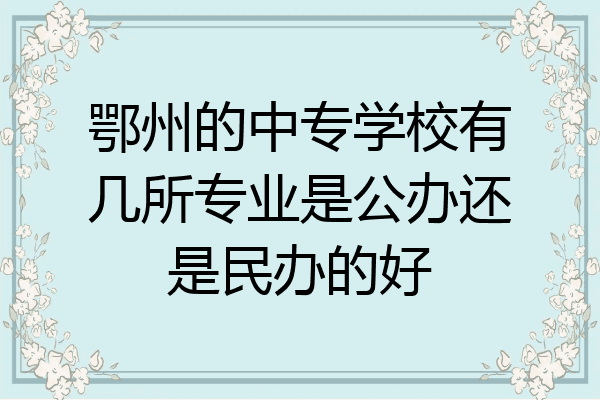 鄂州的中专学校有几所专业是公办还是民办的好