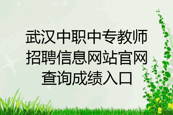 武汉中职中专教师招聘信息网站官网查询成绩入口