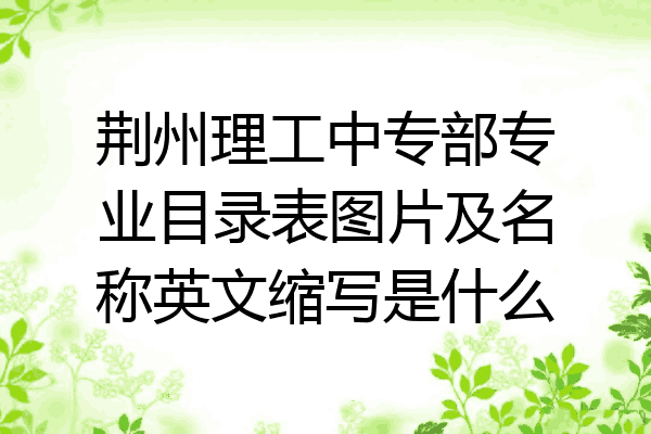 荆州理工中专部专业目录表图片及名称英文缩写是什么