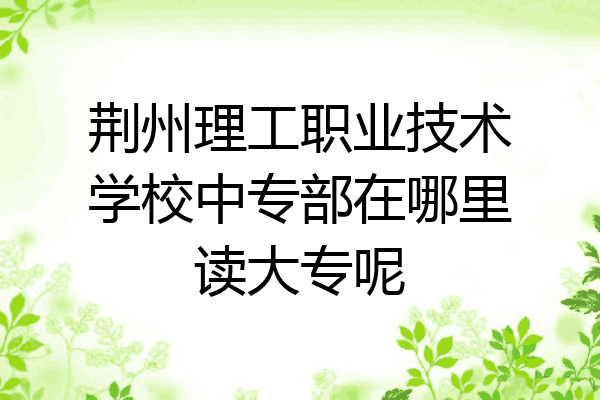 荆州理工职业技术学校中专部在哪里读大专呢