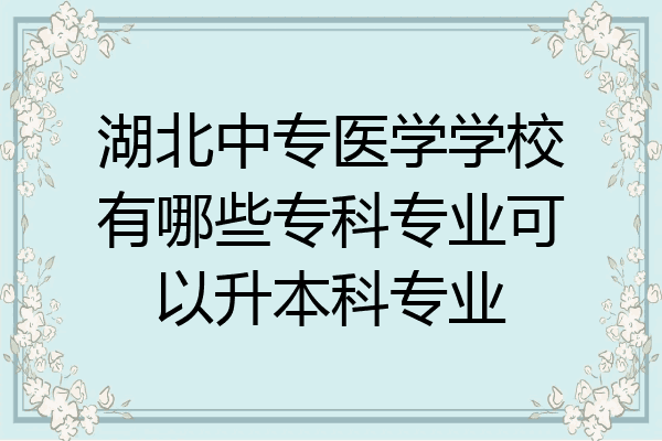 湖北中专医学学校有哪些专科专业可以升本科专业