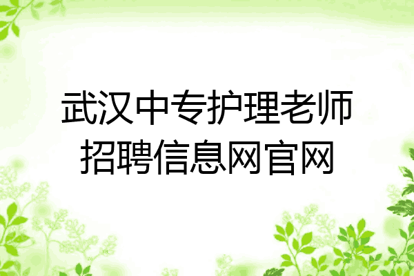 武汉中专护理老师招聘信息网官网
