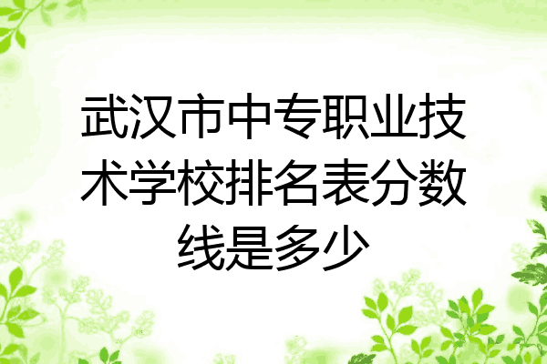 武汉市中专职业技术学校排名表分数线是多少