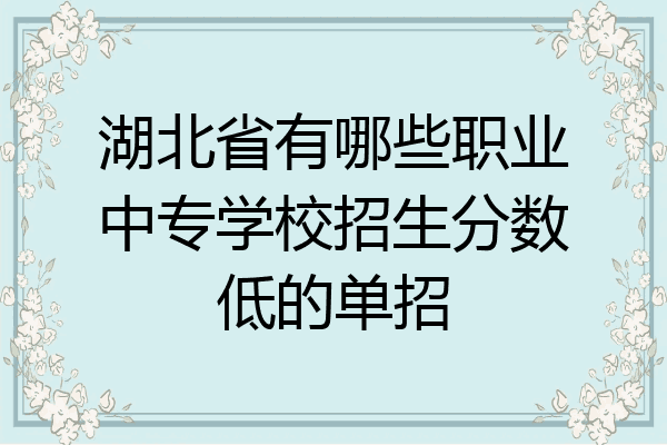 湖北省有哪些职业中专学校招生分数低的单招