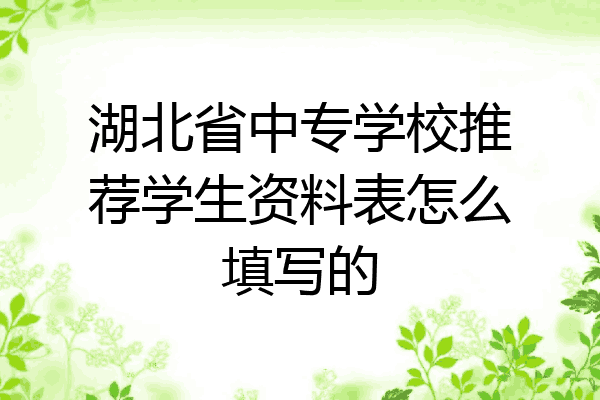 湖北省中专学校推荐学生资料表怎么填写的