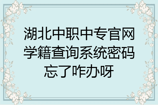湖北中职中专官网学籍查询系统密码忘了咋办呀